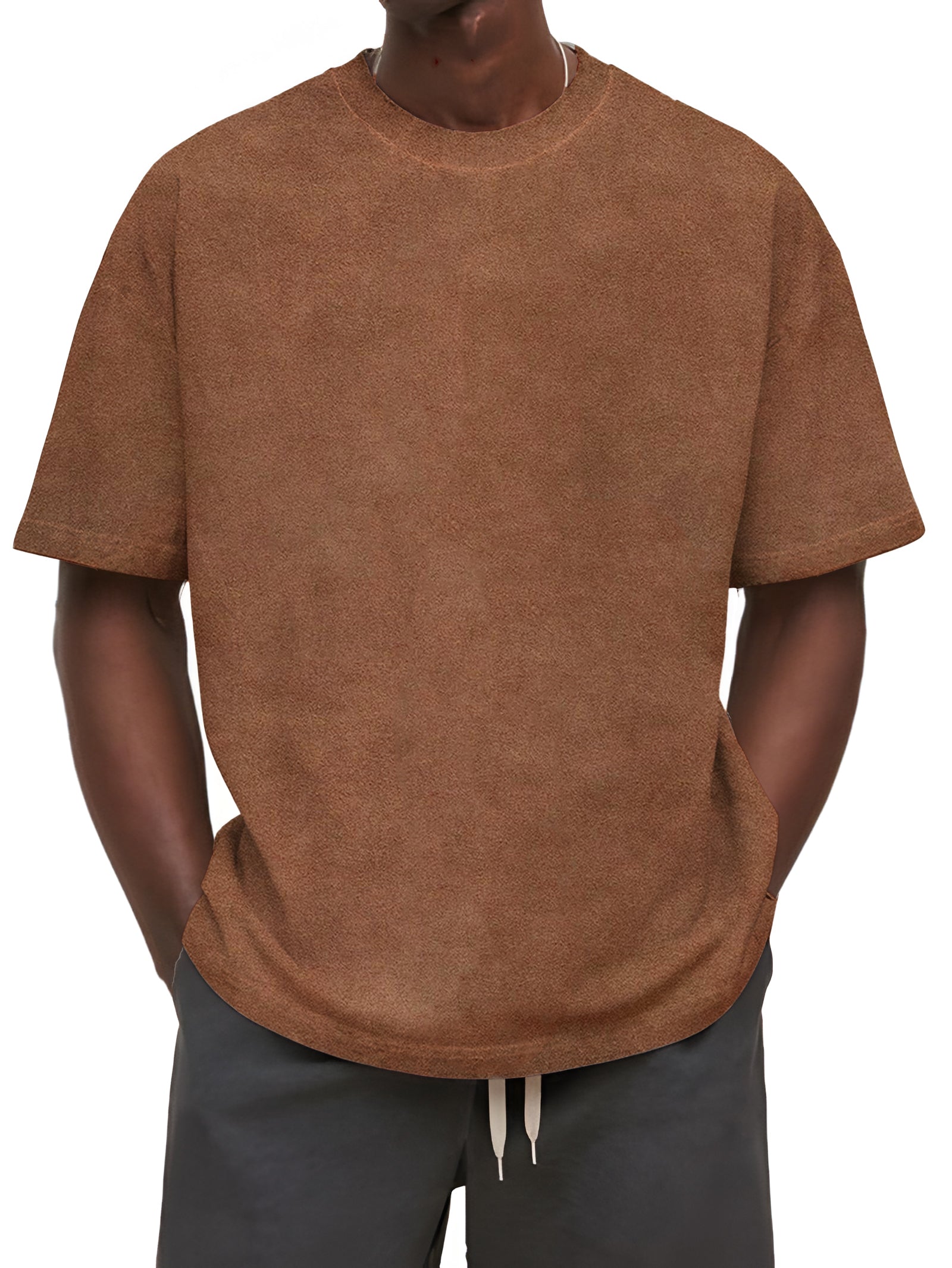 Fashion Casual Suede Solid Color Short Sleeve T-Shirt