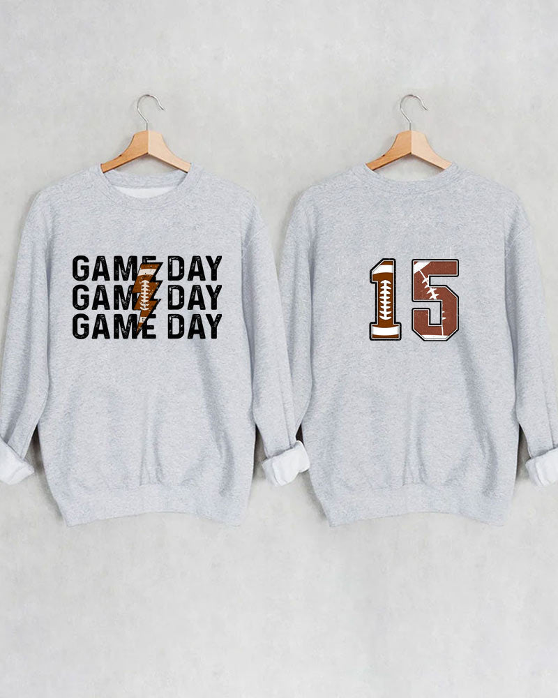 Game Day Football Personalized Number Crewneck Sweatshirt