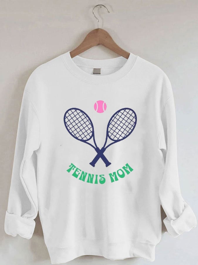 Women's Tennis Mom Print Crewneck Sweatshirt