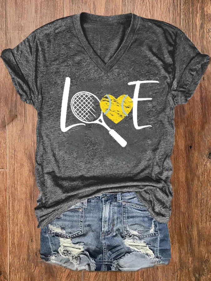 Women's Tennis Lover V-Neck Tee