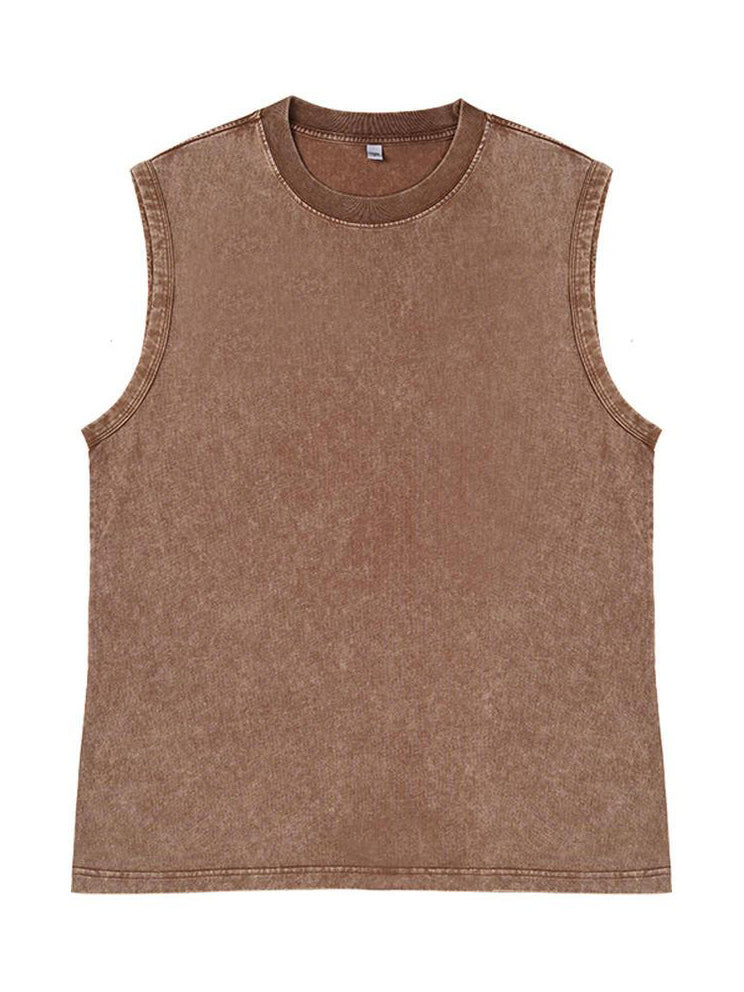 Men's Simple Washed Comfortable Loose Sleeveless T-shirt