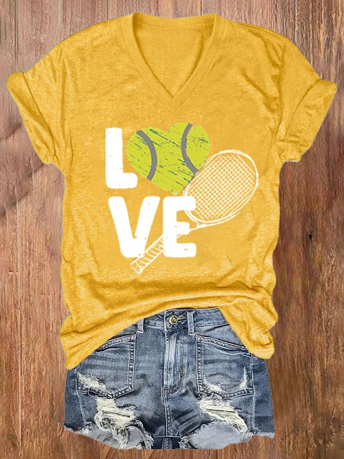 Women's  Apres Tennis  Printed Short-Sleeved T-Shirt