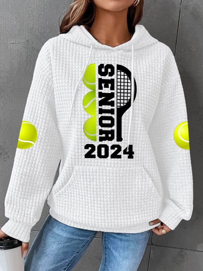 Women's Retro Senior Tennis 2024 Print Hoodie