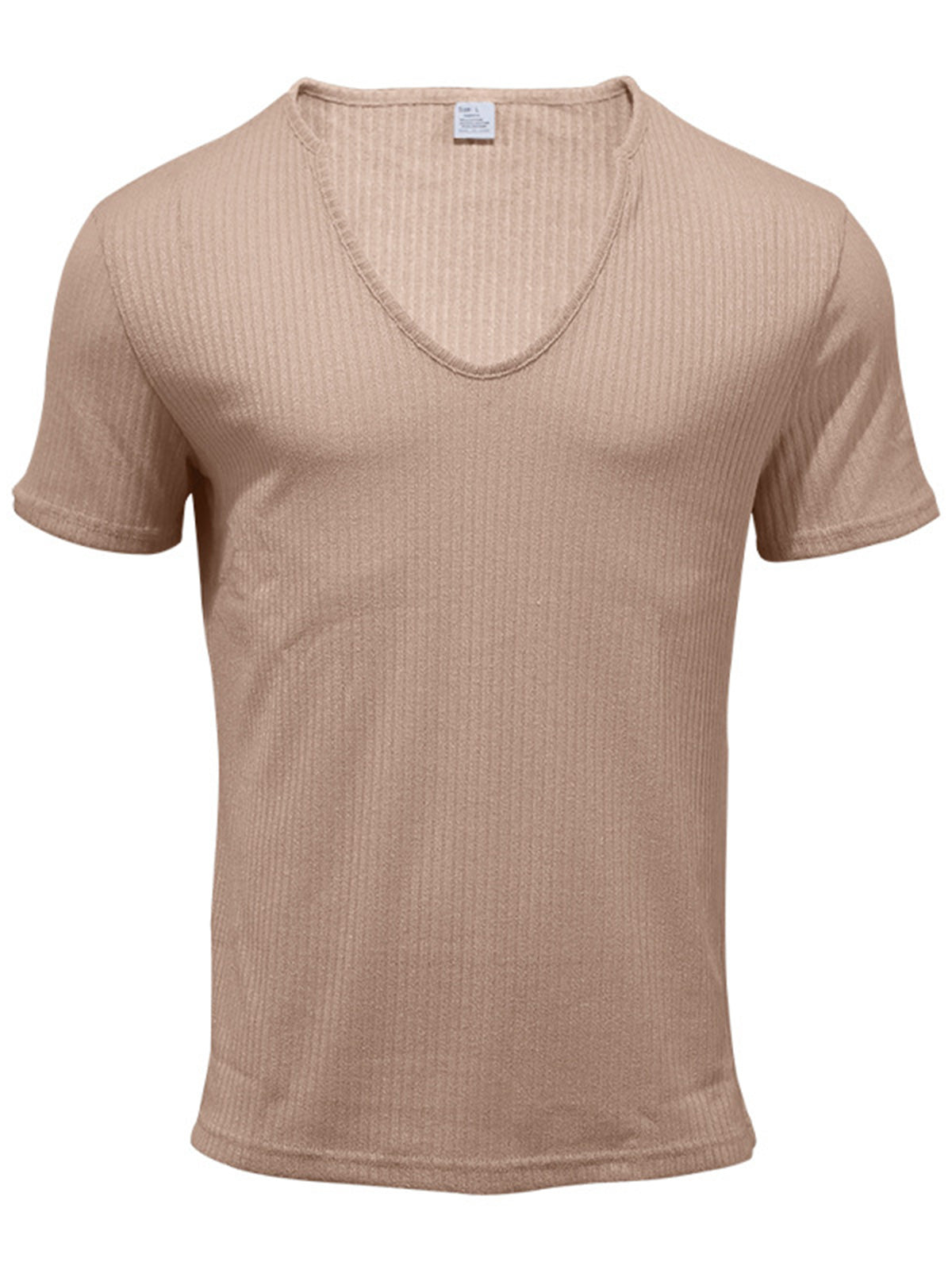 Men's U-neck striped short-sleeved T-shirt