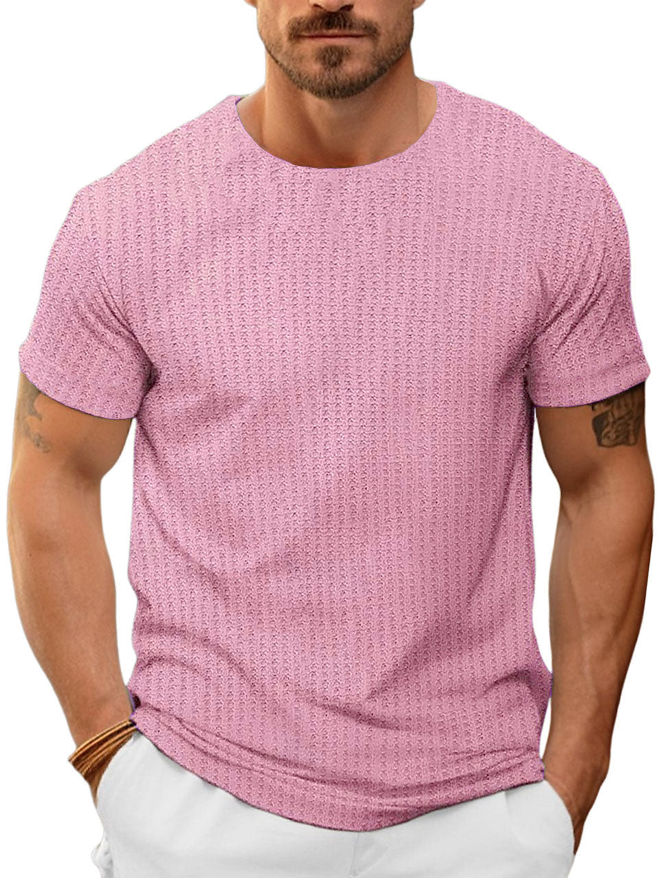 Men's Casual Basic Round Neck Short Sleeve T-Shirt