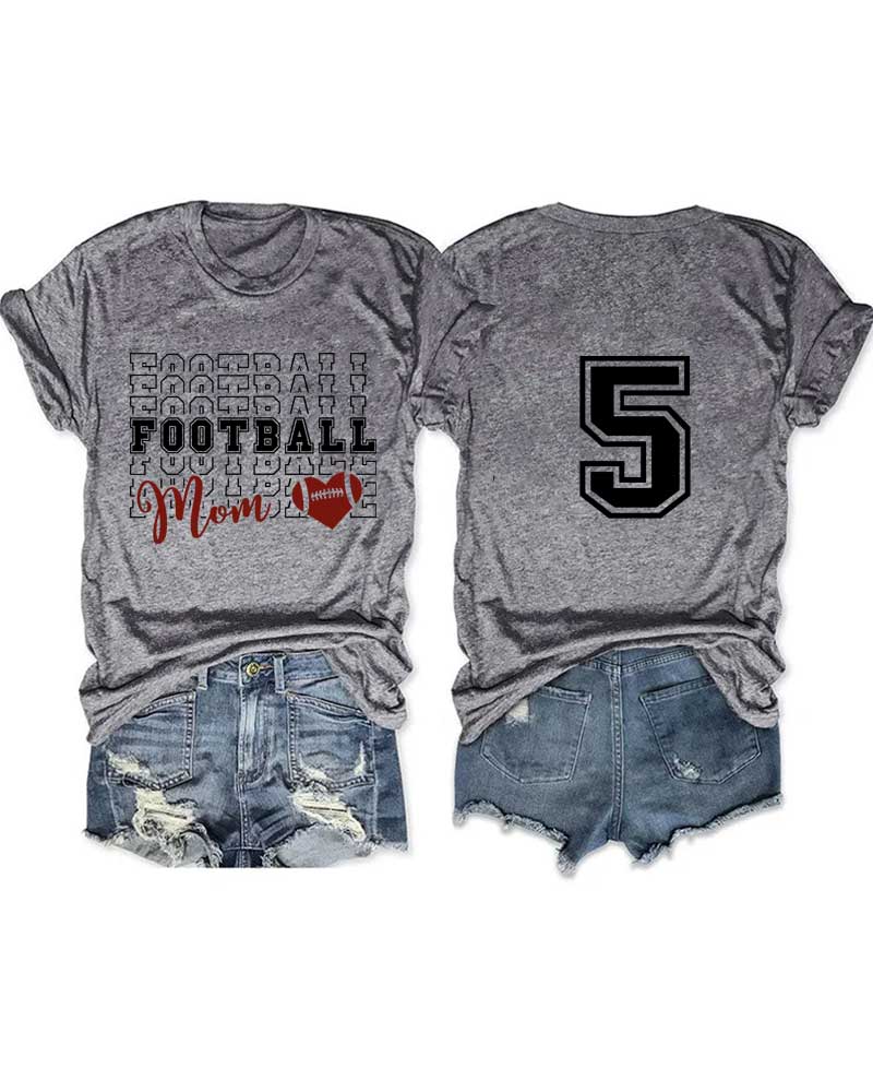 Football Mom Personalized Number T-Shirt