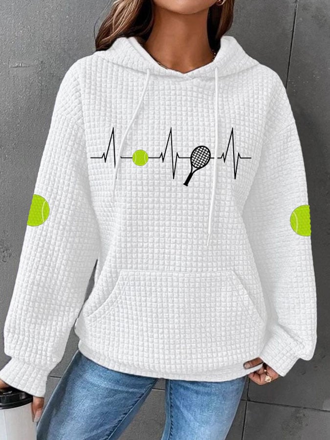 Women's Tennis Print Long Sleeve Hoodie