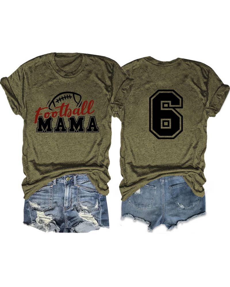 Football Mama Custom Number T-Shirt