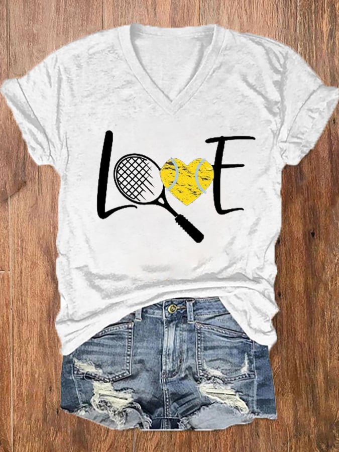 Women's Tennis Lover V-Neck Tee