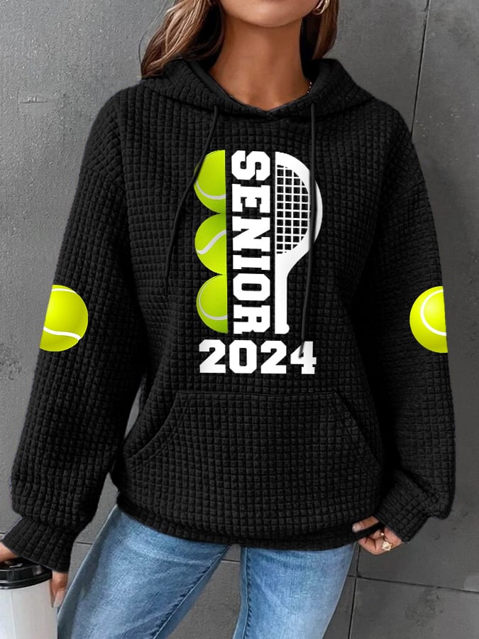 Women's Retro Senior Tennis 2024 Print Hoodie