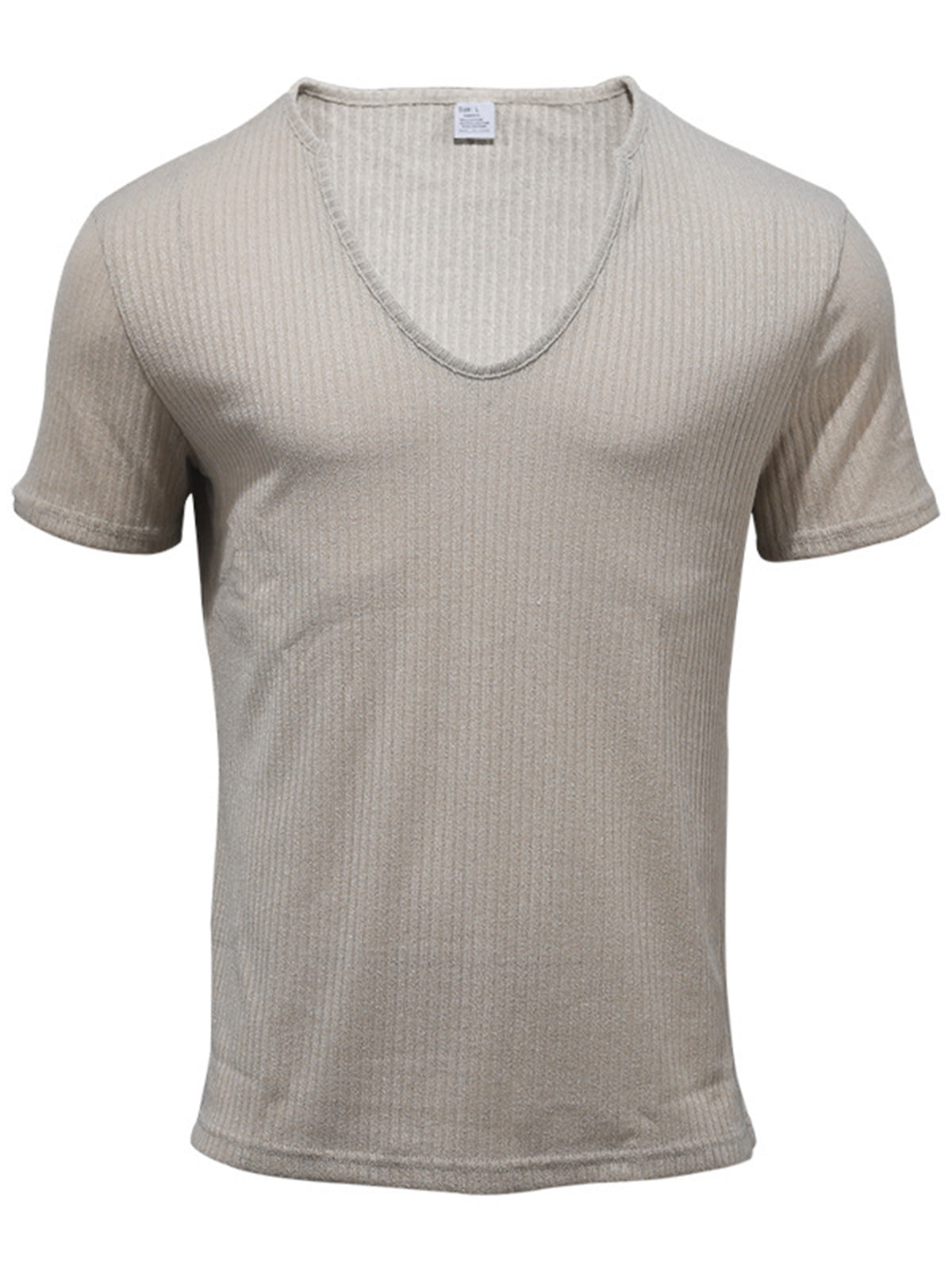 Men's U-neck striped short-sleeved T-shirt
