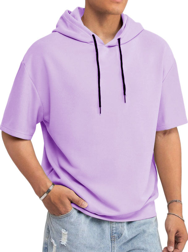 Men's Basic Casual Hooded Short Sleeve T-shirt
