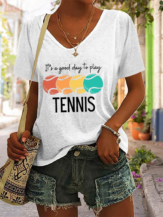 Women's It's a good day to play Tennis Print T-shirt