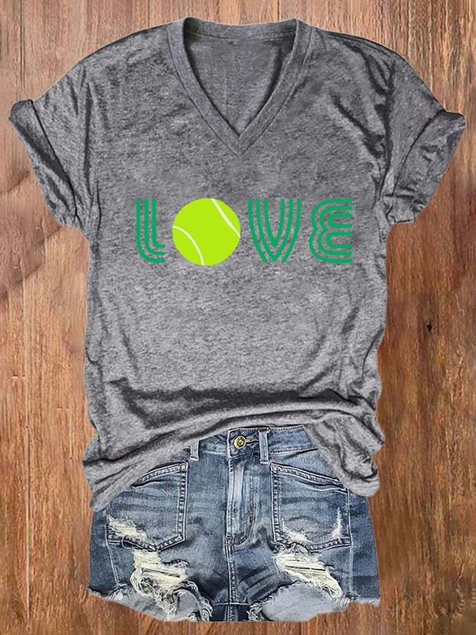 Women's Tennis Love Print Casual T-Shirt