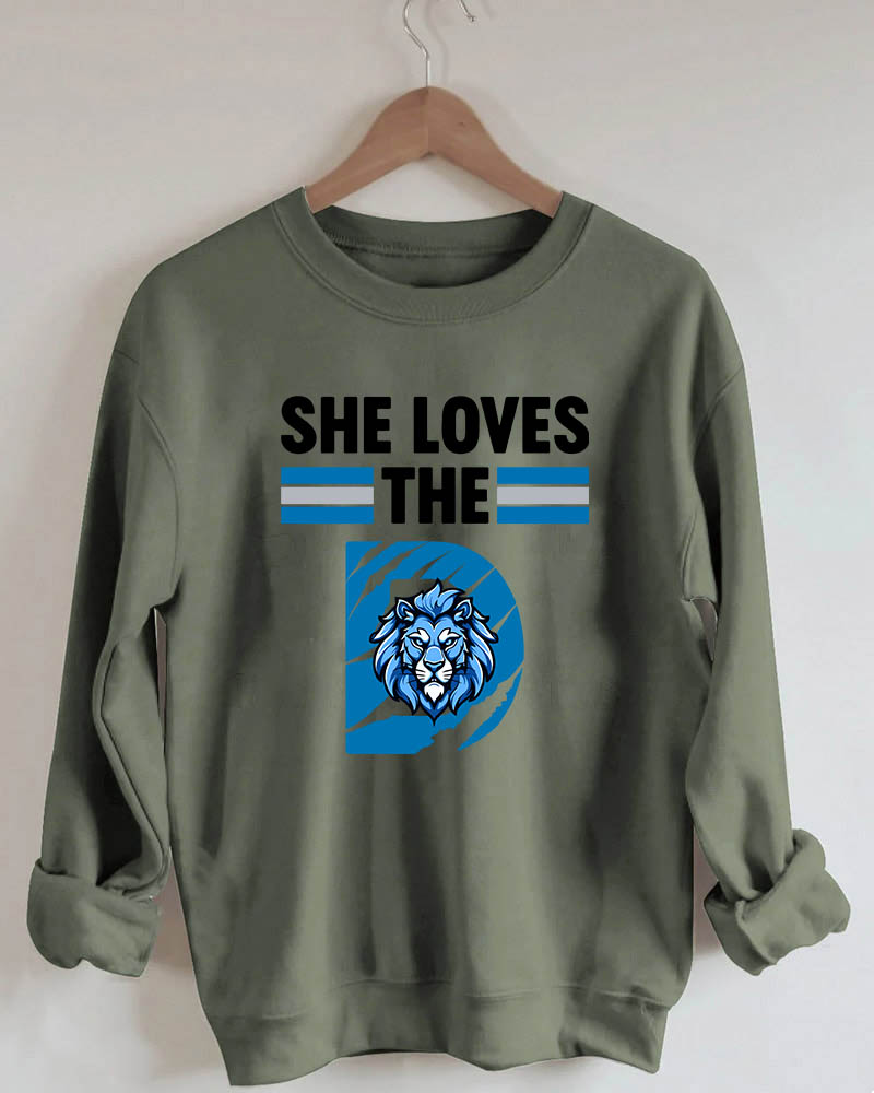 She loves the Detroit Football Sweatshirt