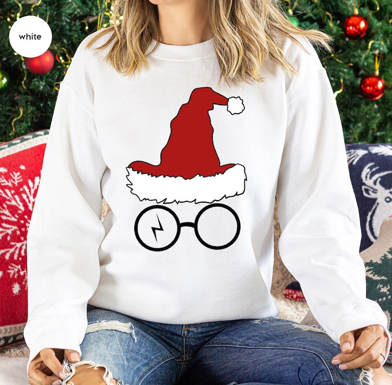 Wizard Glasses Christmas Hat Sweatshirts