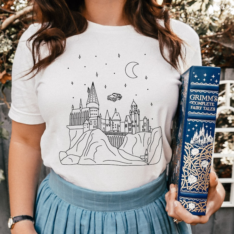 Flying Car With Castle At Night HP Shirt
