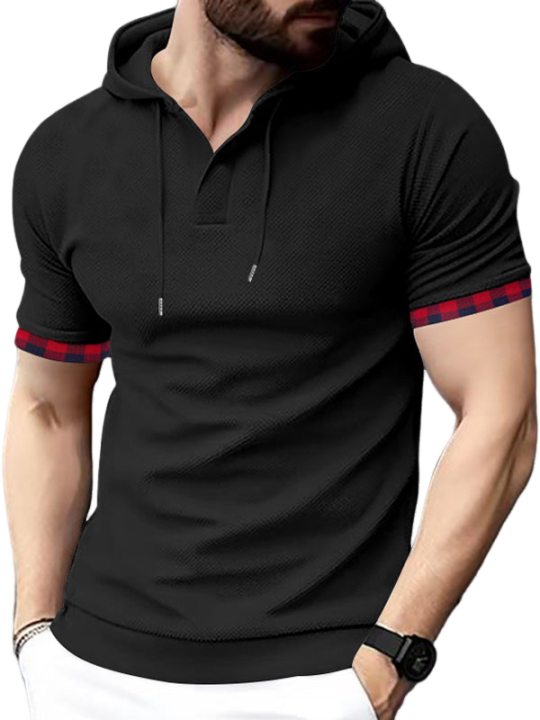 Men's Casual Sports Hooded Short-Sleeved T-shirt