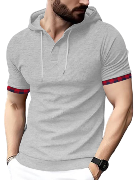 Men's Casual Sports Hooded Short-Sleeved T-shirt