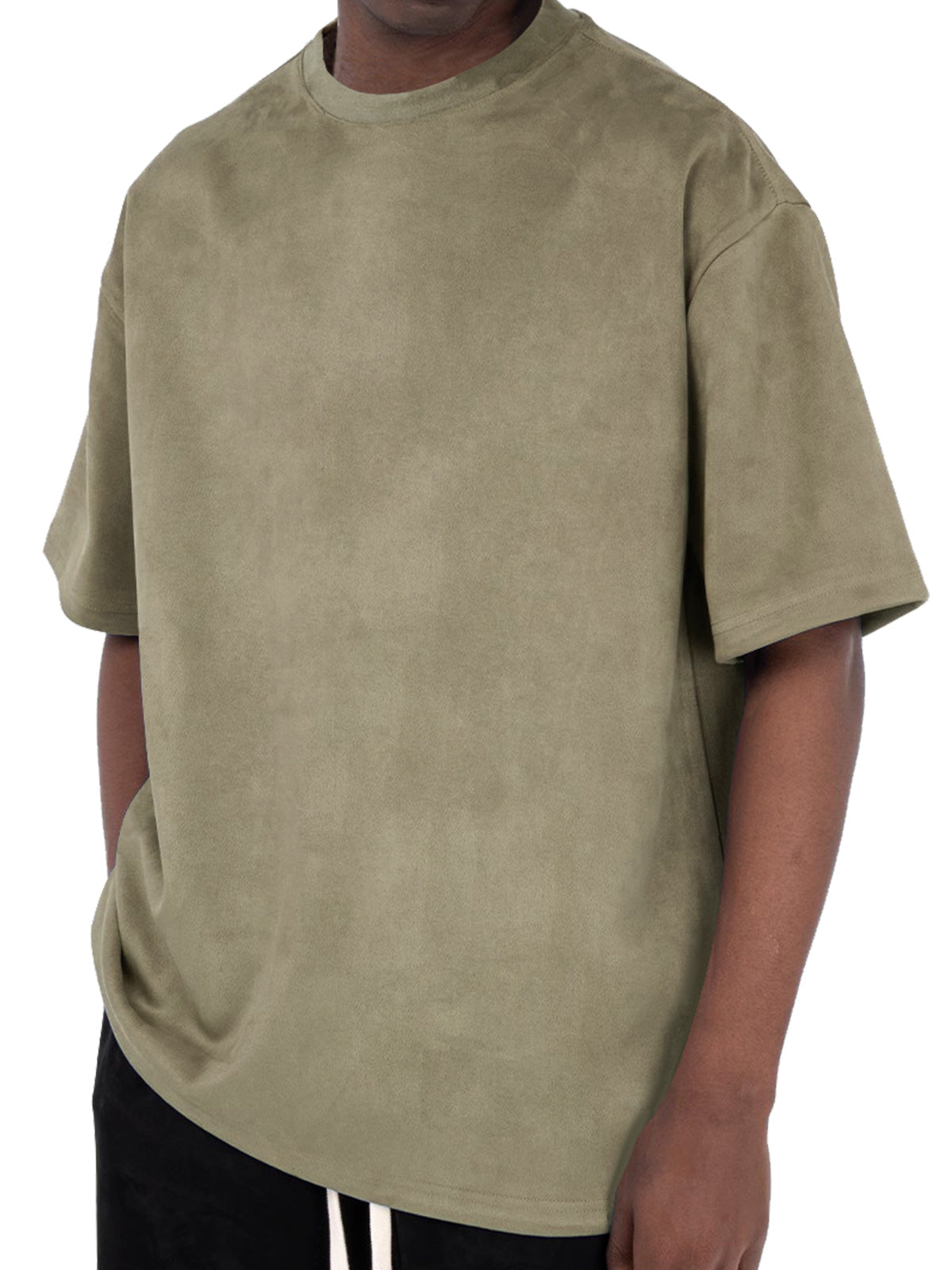 Men's Solid Color Casual Round Neck Suede Short Sleeve T-Shirt
