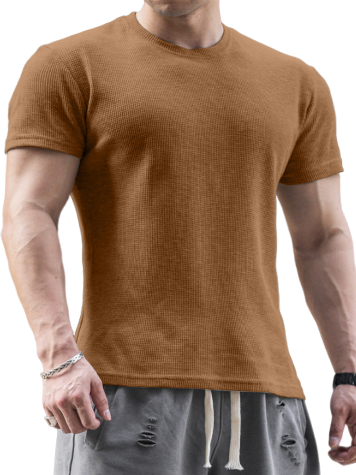 Men's Breathable Waffle Casual Short Sleeve T-Shirt