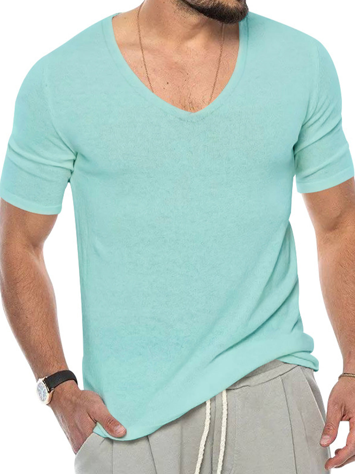 Men's Breathable V-Neck Short Sleeve T-Shirt