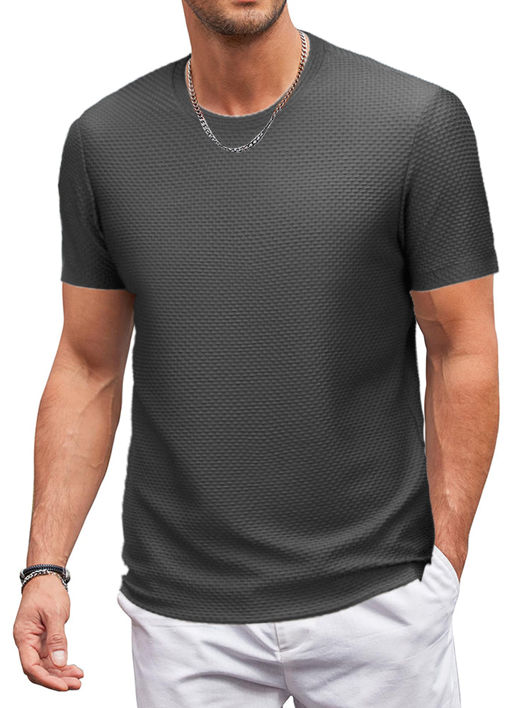 Men's Round Neck Comfortable And Breathable Spring And Summer New Ice Silk Texture Stretch Comfortable Short-sleeved T-shirt