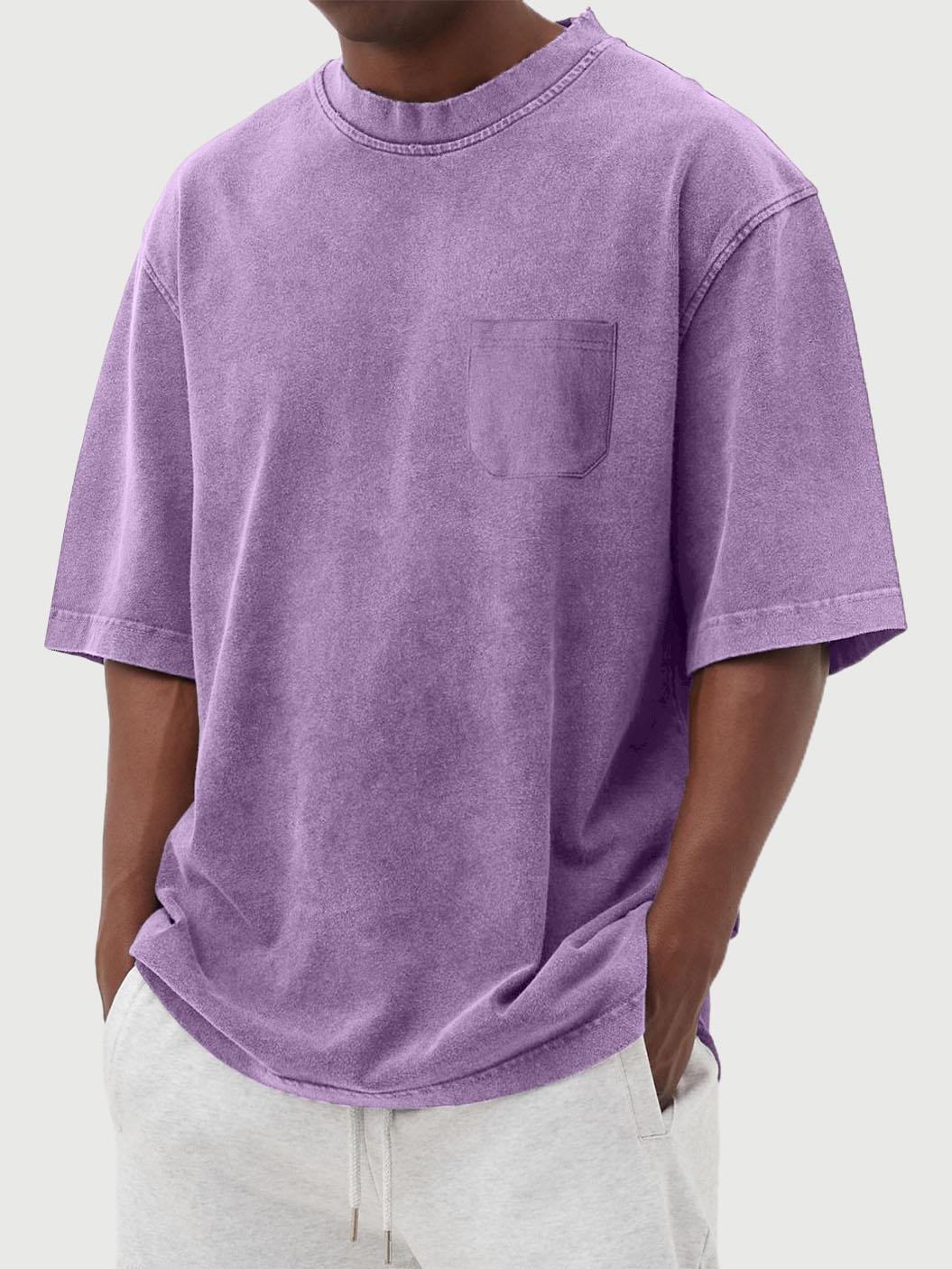 Men's Pocket Cotton Washed Distressed Batik Casual Short Sleeve T-Shirt