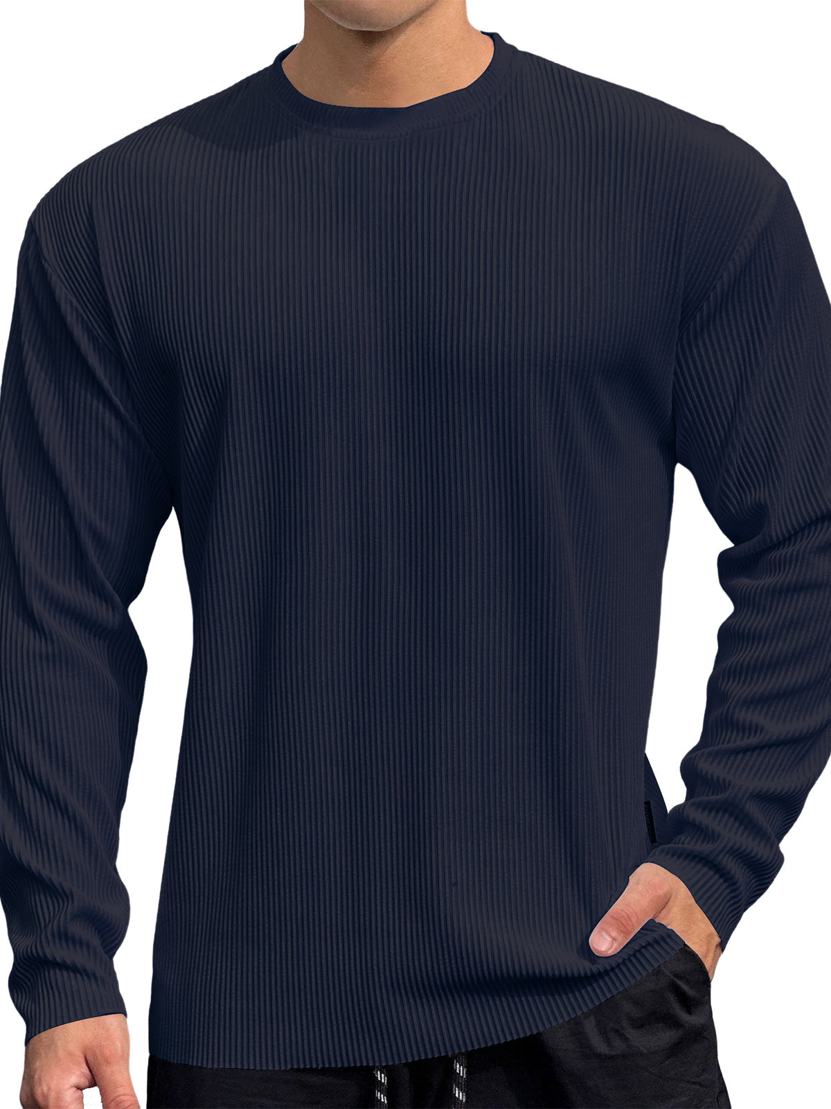 Men's Casual Round Neck Striped Loose Large Size T-Shirt
