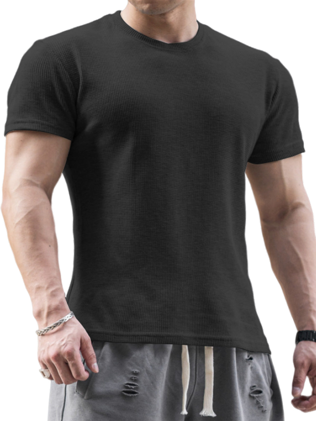 Men's Breathable Waffle Casual Short Sleeve T-Shirt