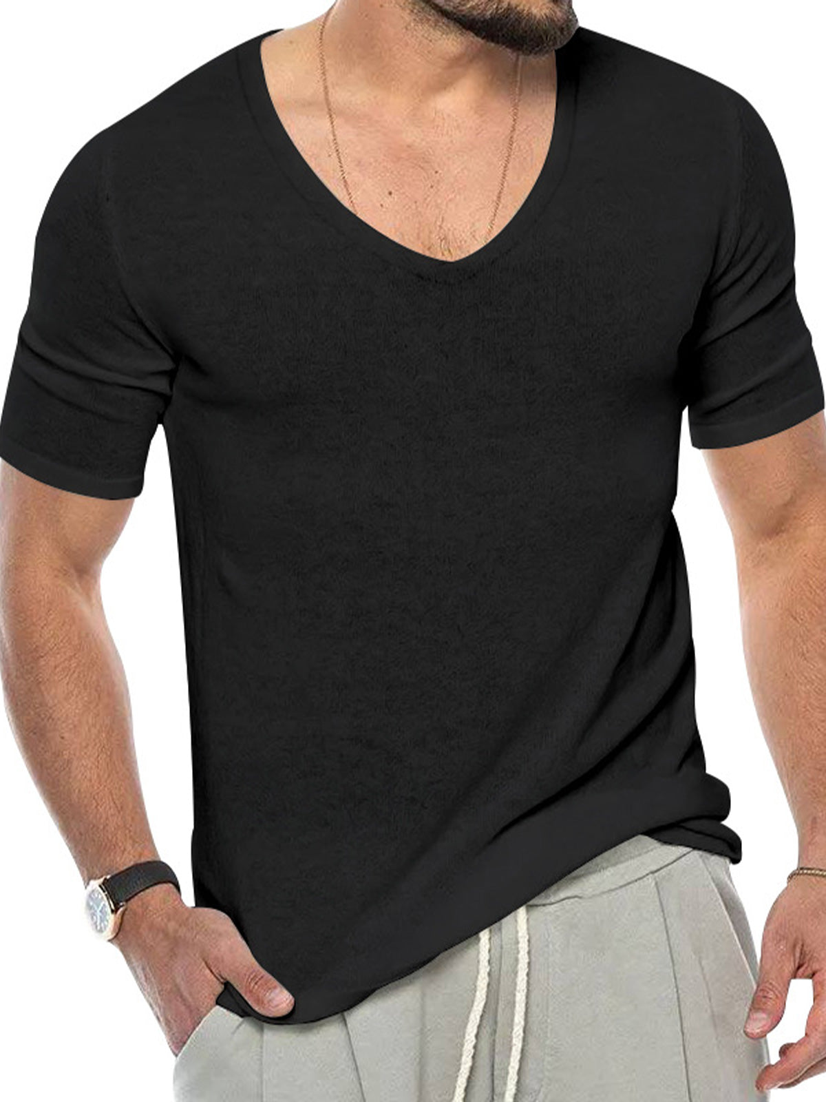 Men's Breathable V-Neck Short Sleeve T-Shirt