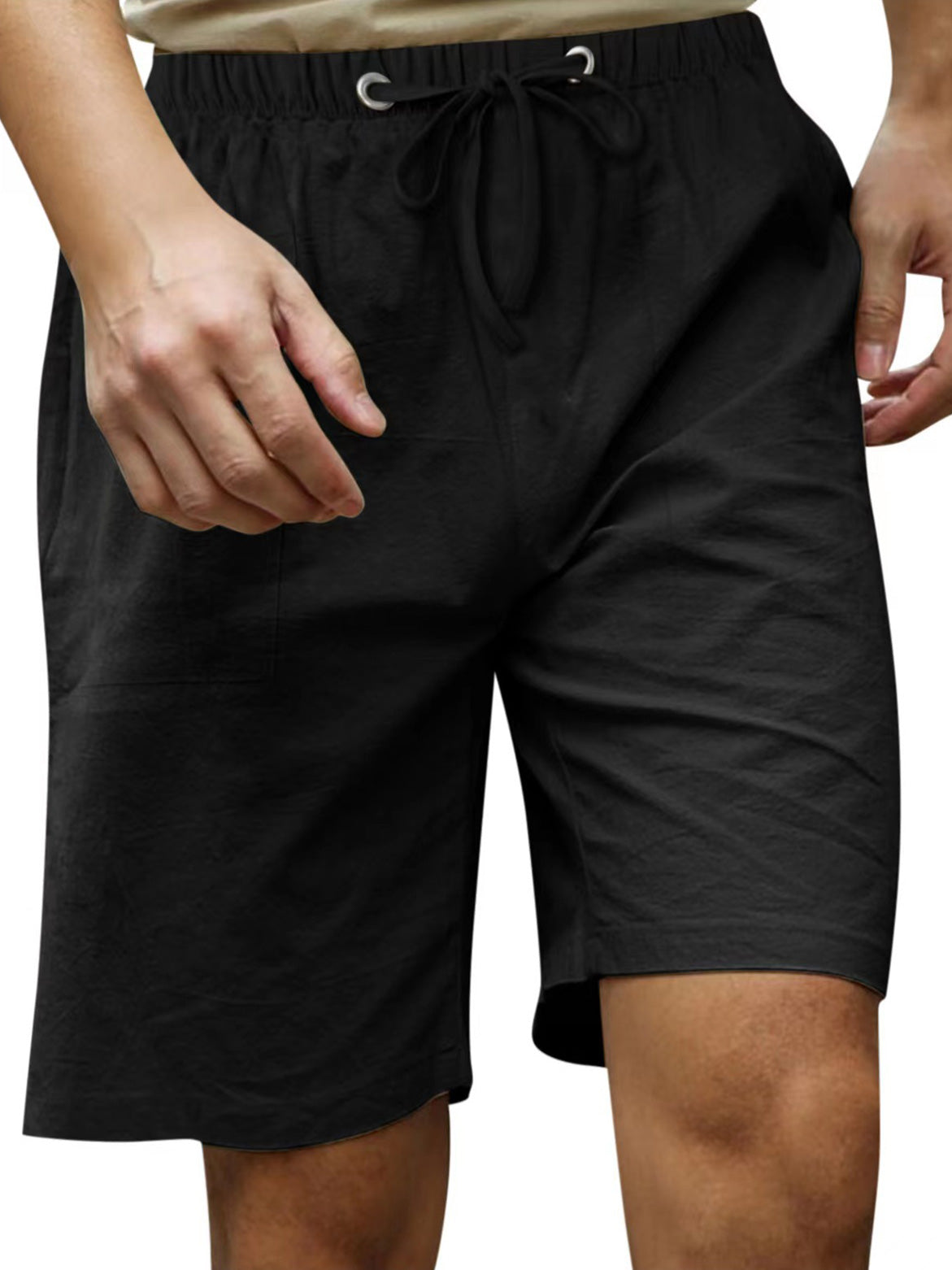 Men's cotton and linen beach casual shorts