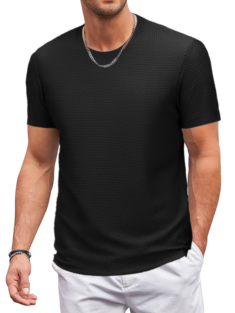 Men's Round Neck Comfortable And Breathable Spring And Summer New Ice Silk Texture Stretch Comfortable Short-sleeved T-shirt