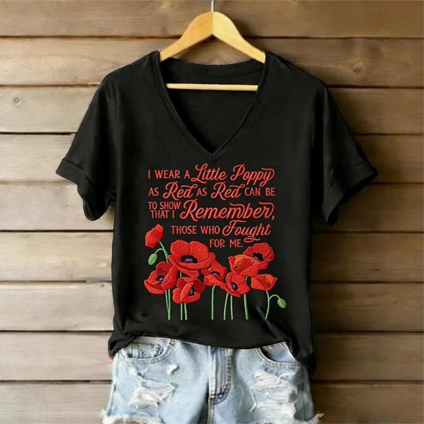 Honor & Remember – Women’s Poppy Tribute Tee