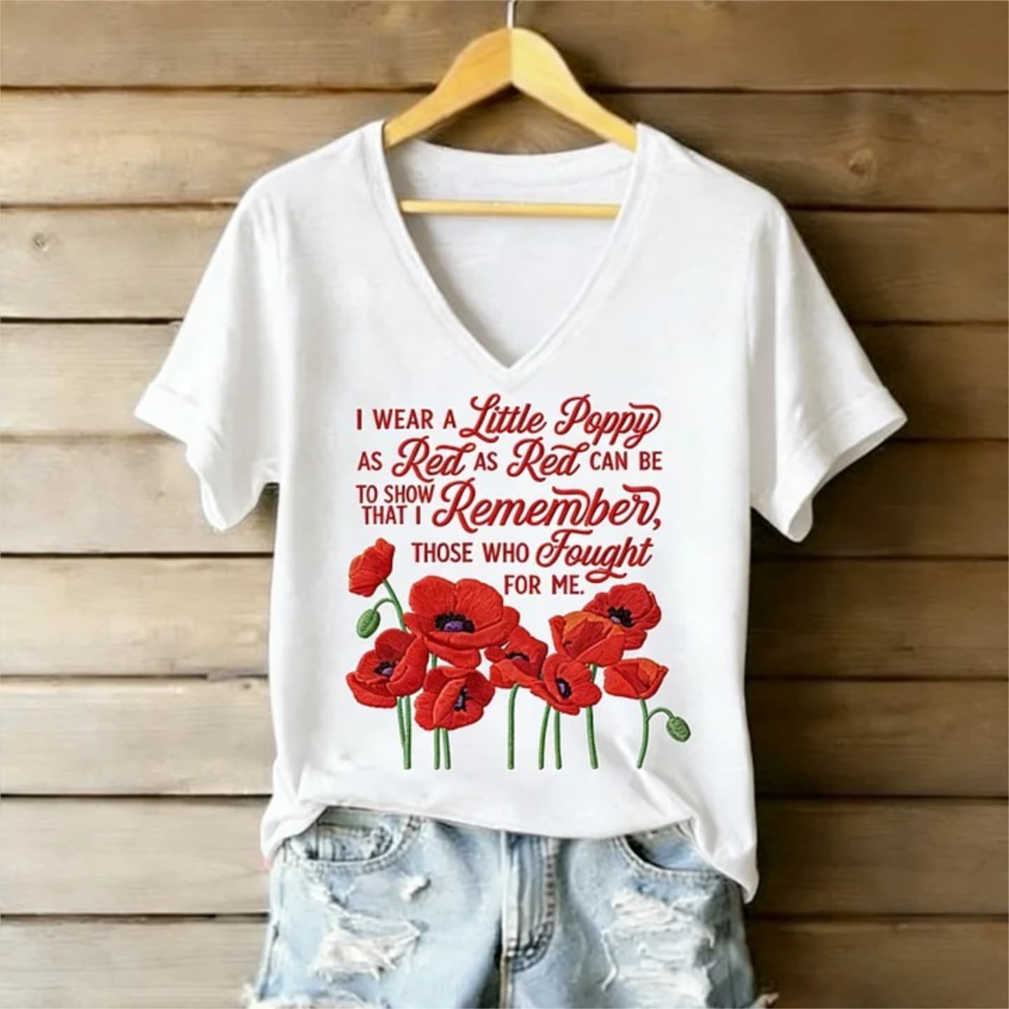 Honor & Remember – Women’s Poppy Tribute Tee