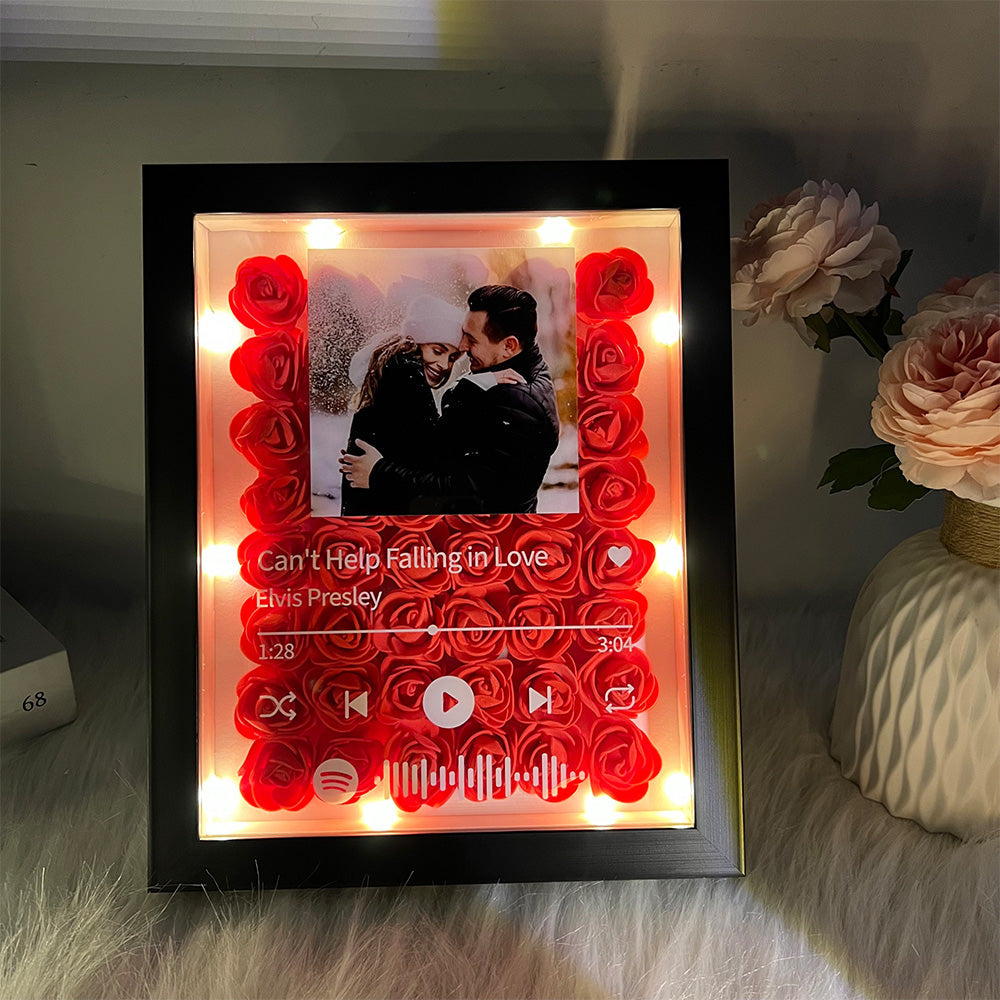 50%OFF⭐️Personalized Spotify Music Flower Shadow Box with Photo for Couples