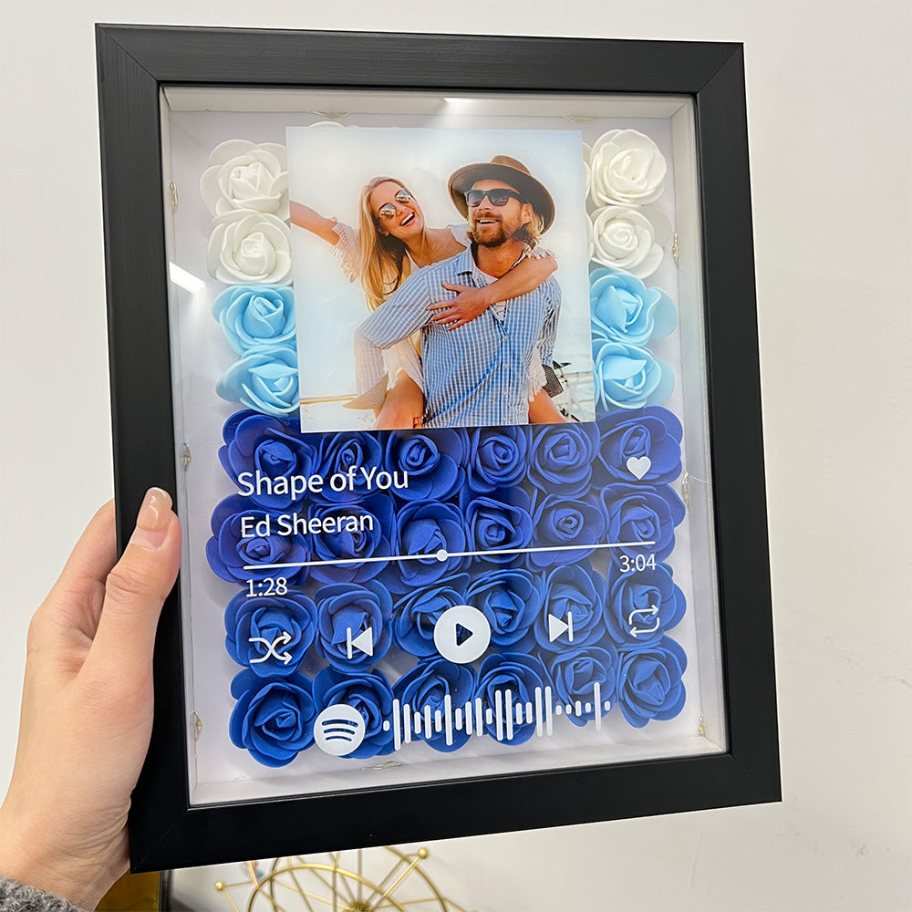 50%OFF⭐️Personalized Spotify Music Flower Shadow Box with Photo for Couples