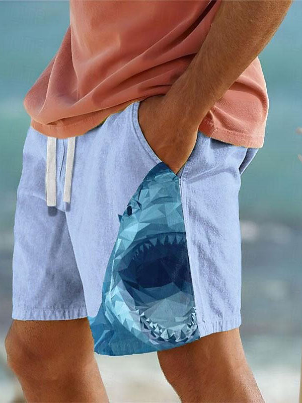 Hawaii Men's Beach Shark Print Shorts