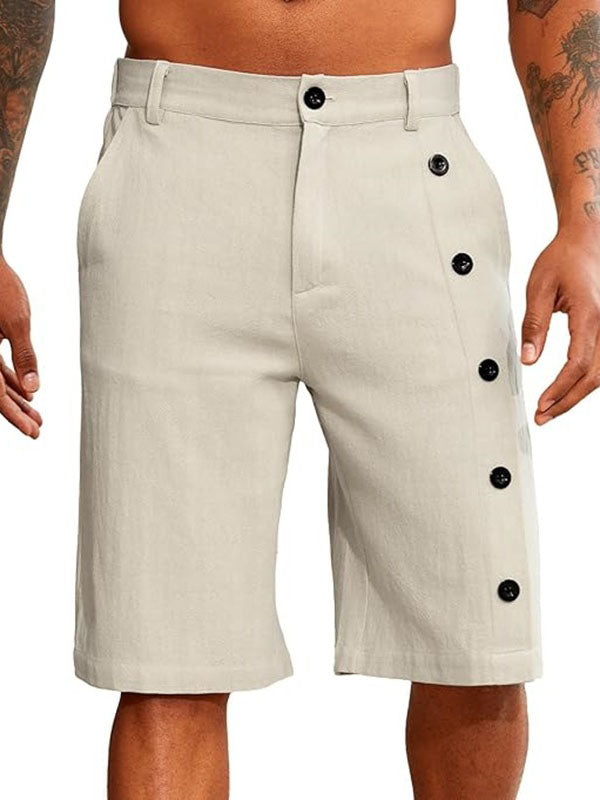 Men's Hawaiian Casual Linen Button-Down Shorts