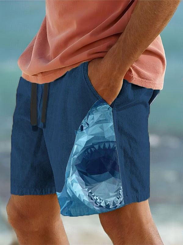 Hawaii Men's Beach Shark Print Shorts