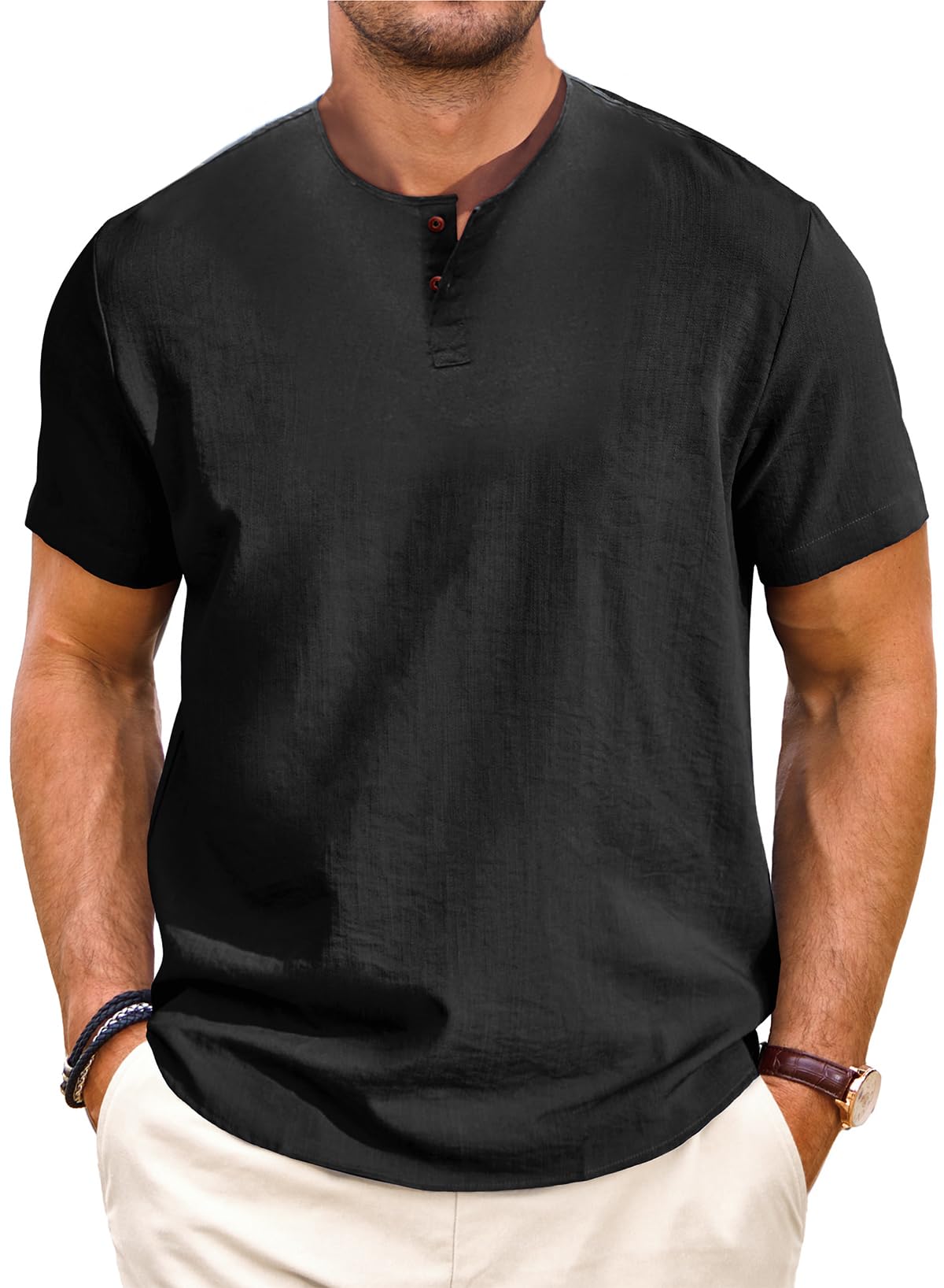 Men's Casual Linen Short Sleeve T-Shirt