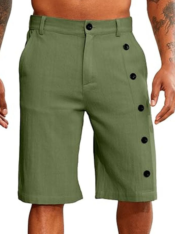 Men's Hawaiian Casual Linen Button-Down Shorts