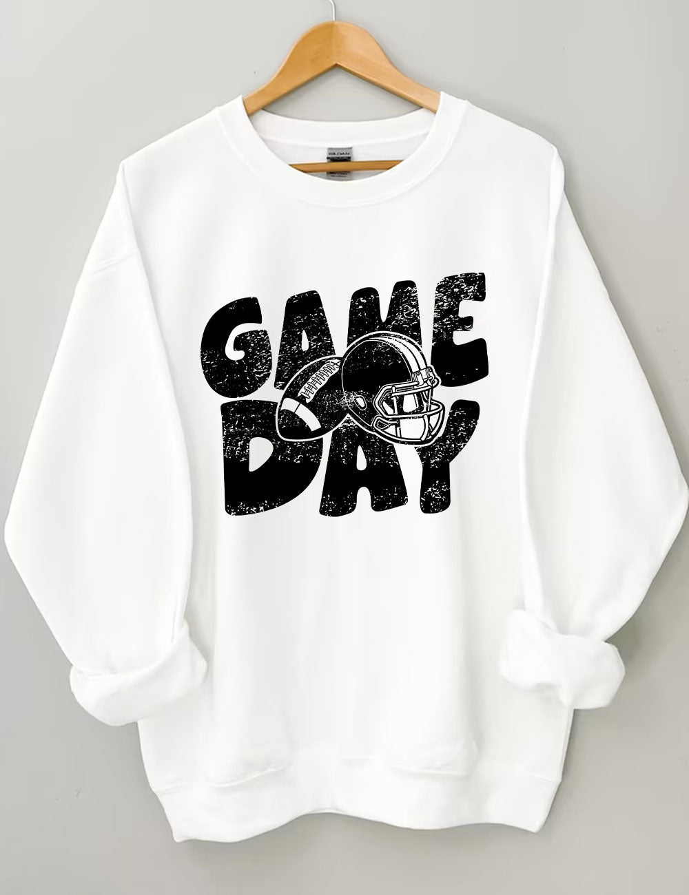 Distressed Helmet Football Game Day Sweatshirt