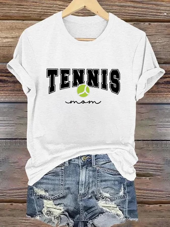 Women's Tennis Mom Tennis Lover Printed T-Shirt