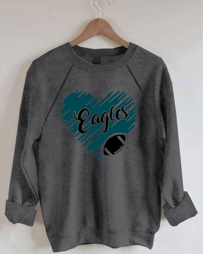 Eagles Football Heart Design Sweatshirt