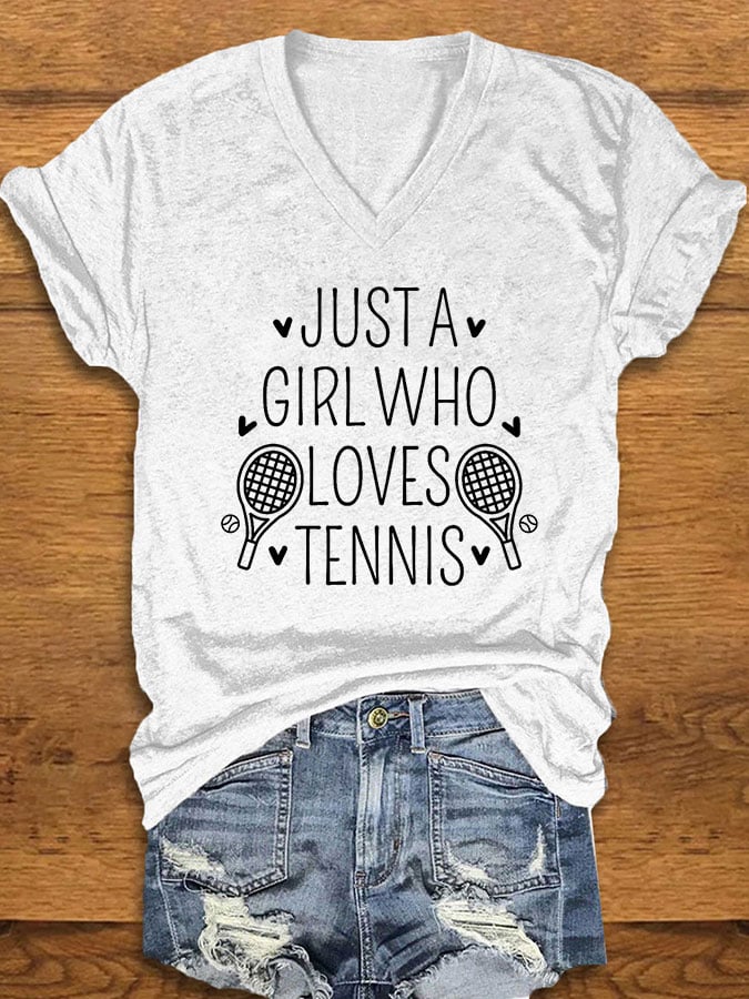 Women's "Just A Girl Who Loves Tennis" Printed T-Shirt