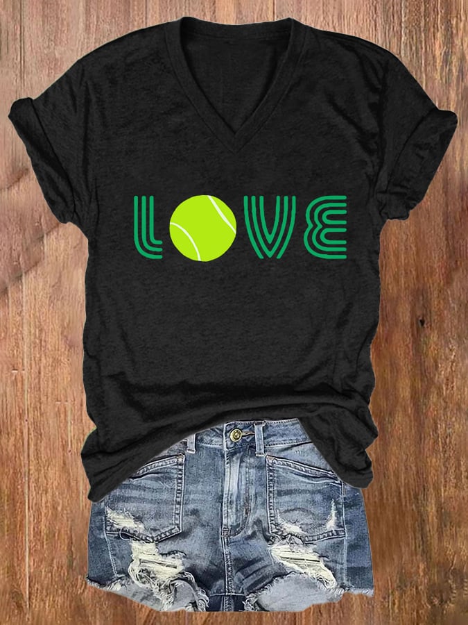 Women's Tennis Love Print Casual T-Shirt