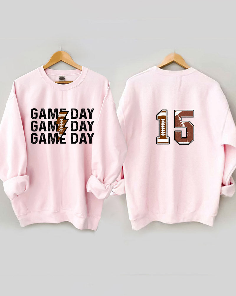 Game Day Football Personalized Number Crewneck Sweatshirt