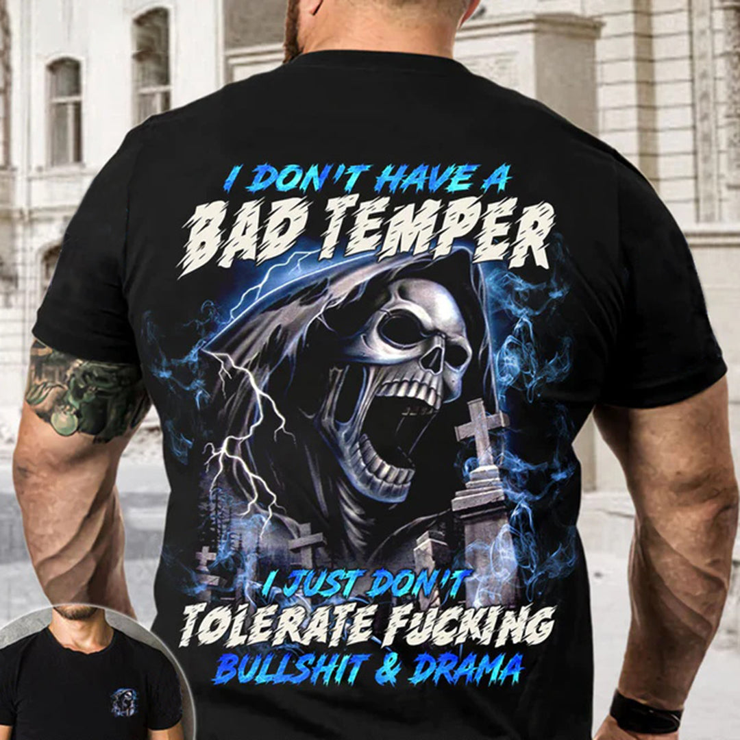 Bad Temper Skull All Over Print Men's Short Sleeve T-Shirt