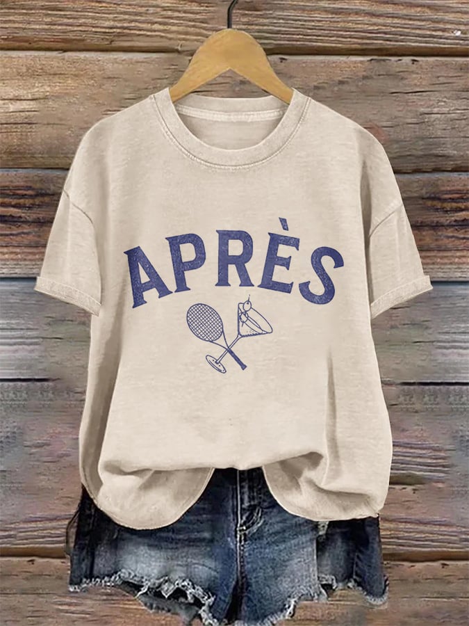 Women's Apres Tennis Printed V-Neck T-Shirt